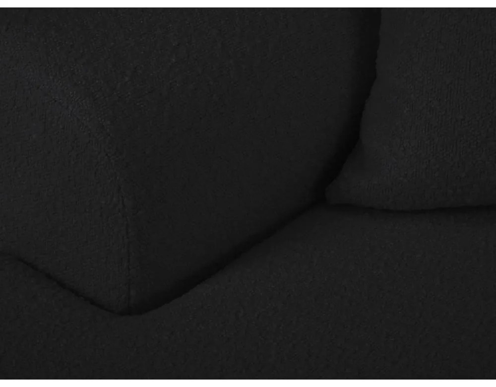 Čierna rozkladacia/s úložným priestorom rohová pohovka z textílie buklé (ľavý roh/s leňoškou) Kyoto – Cosmopolitan Design