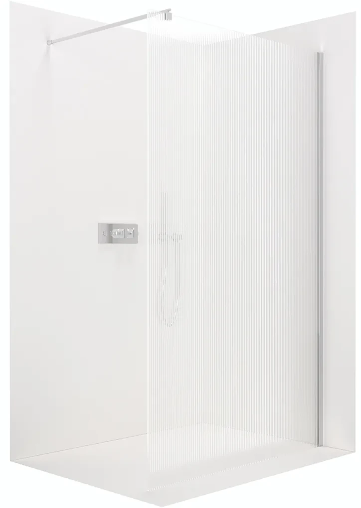 CERANO - Sprchová zástena Walk-in Onyx Ľ/P - guľatá vzpera - chróm, ryhované sklo - 50x200 cm, CER-CER-8050BD323