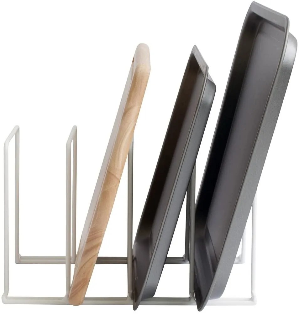 CONFORTIME Držiak, stojan na pokrievky, panvice, dosky, plechy - 4 pozície, biely