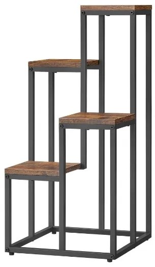 Stojan na kvety so 4 úrovňami - rustikálny/ čierné nohy