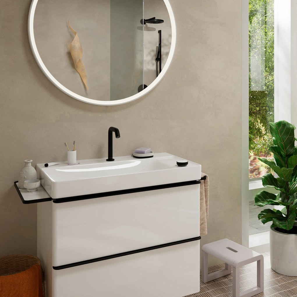 Hansgrohe Tecturis S, dvojotvorová umývadlová batéria 150 CoolStart EcoSmart+ s odtokovou súpravou, čierna matná, HAN-73353670