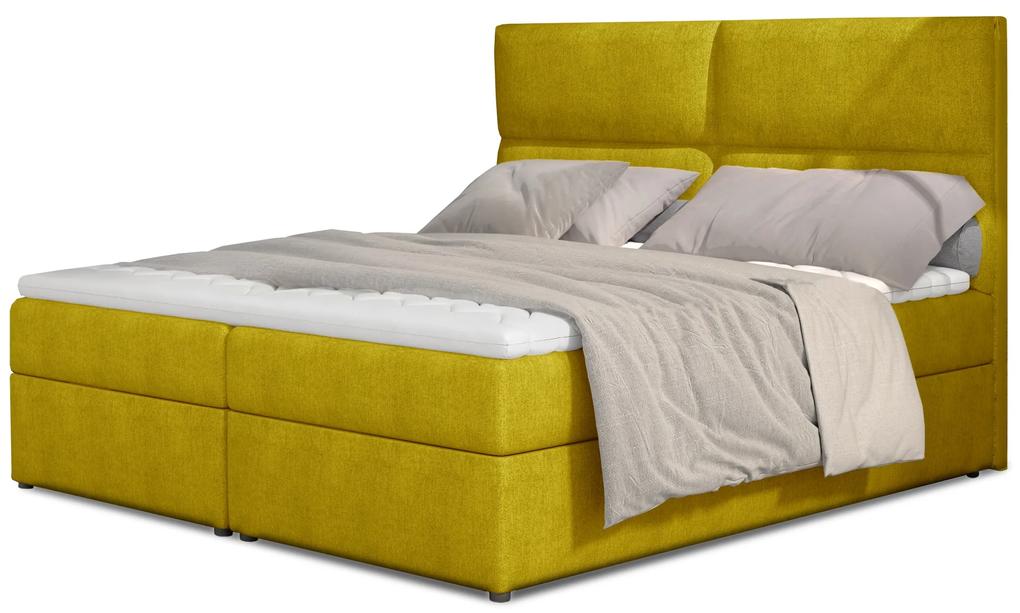 drevko Manželská posteľ Amber - Omega 68, čalúnená - 140 x 200 cm, Žltá