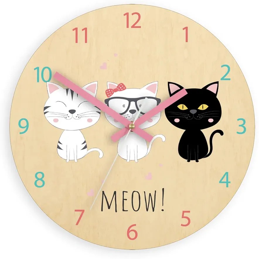 Dětské nástěnné hodiny Ami Koťata 30 cm vícebarevné
