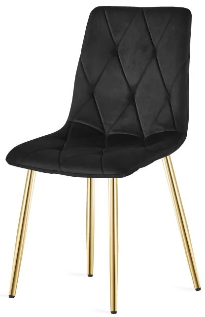 Set dvoch jedálenských stoličiek LIBRA zamatové, čierne / zlaté nohy (2 ks)