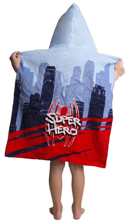Modro-červené froté detské pončo Spider-Man - Jerry Fabrics