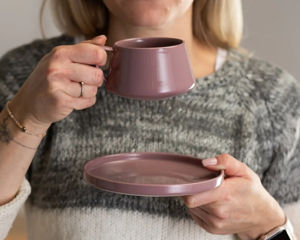 Porcelánová šálka s podšálkou Luna Pink 200 ml