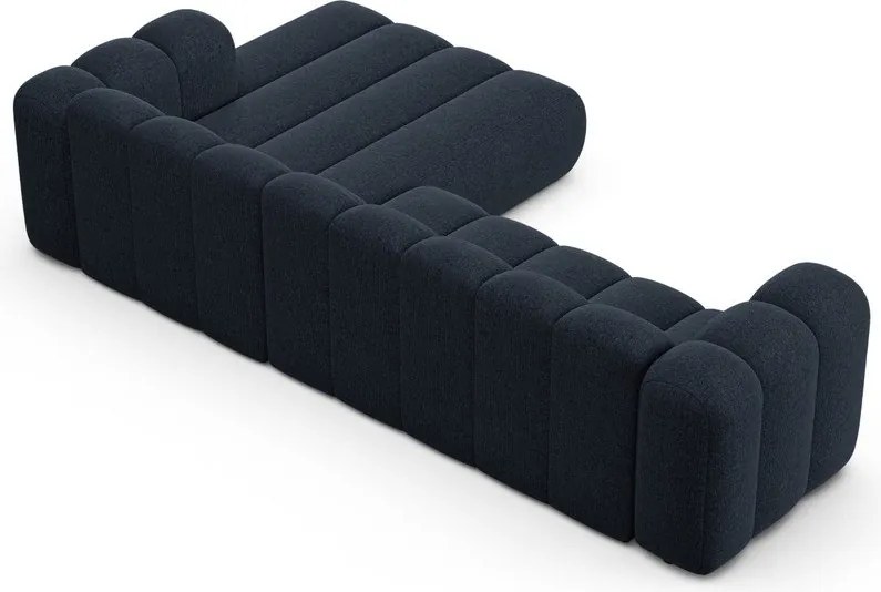 Tmavomodrá ženilková rohová pohovka (pravý roh/s leňoškou) Lupine – Micadoni