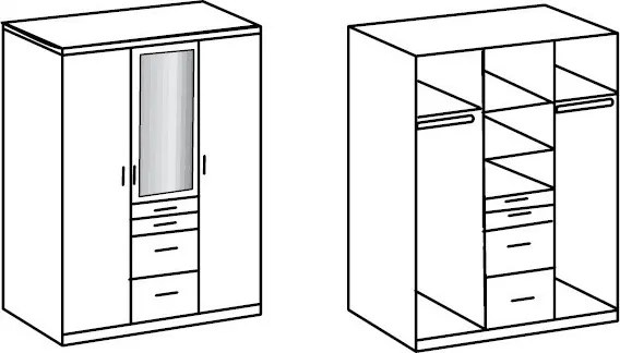 Šatníková skriňa Aachen, 135 cm, dub san remo