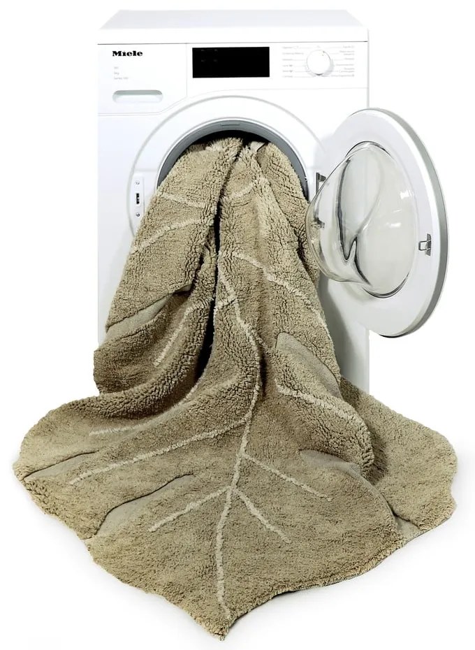 Kaki prateľný ručne tkaný bavlnený detský koberec 120x180 cm Monstera Olive – Lorena Canals