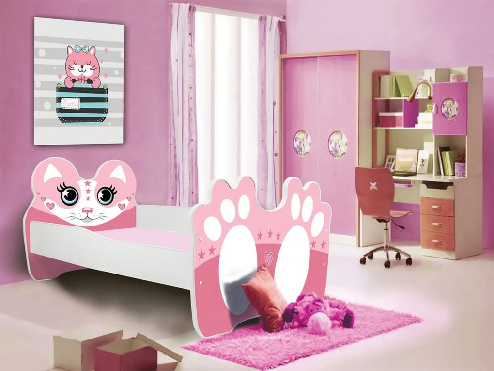 Detská posteľ s matracom Pinkie 80x160 cm - biela / ružová