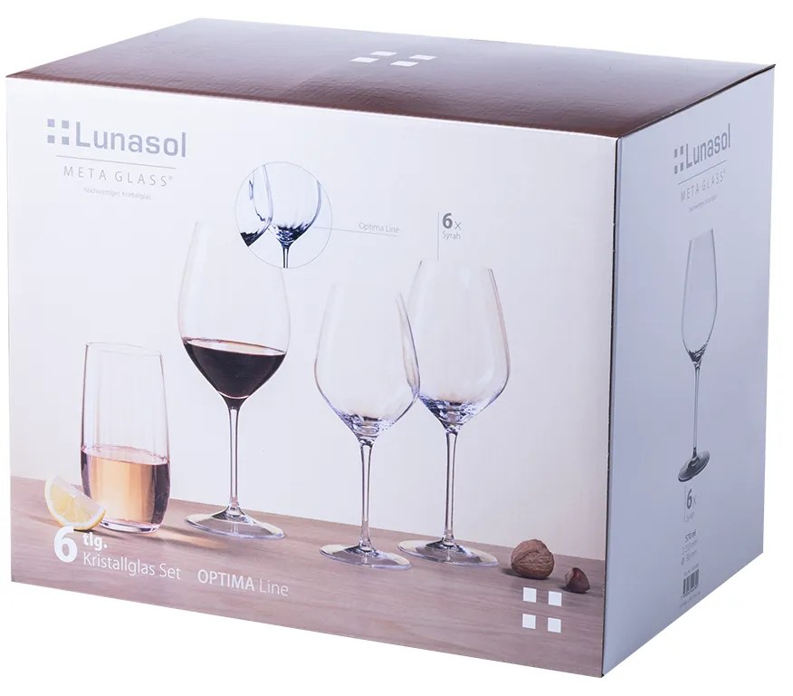 Poháre na červené víno 570 ml set 6 ks - Optima Line Glas Lunasol - 322686