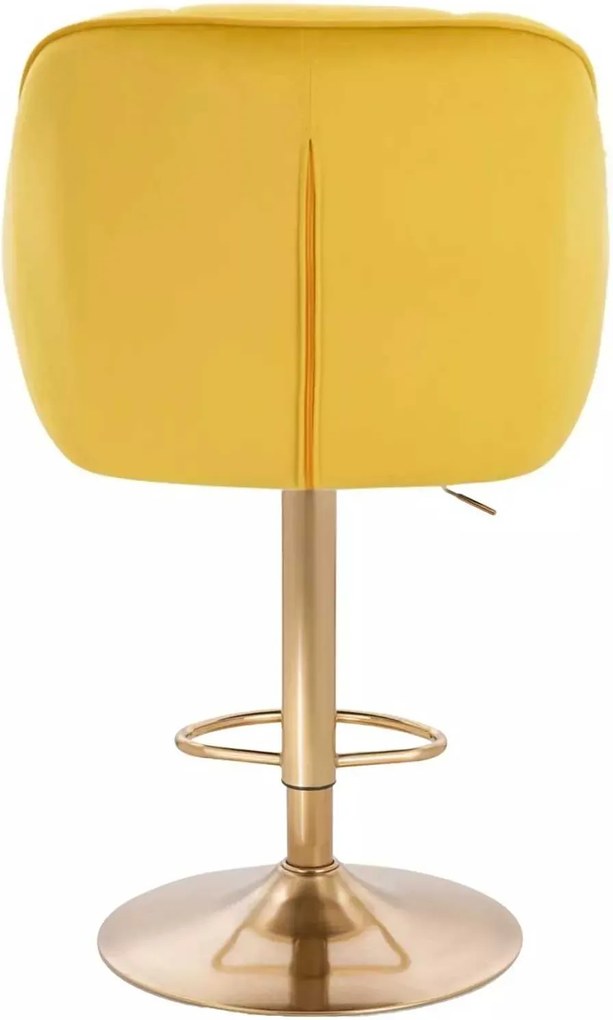 LuxuryForm DESIGN Barová stolička AVOLA VELUR na zlatom tanieri - žltá