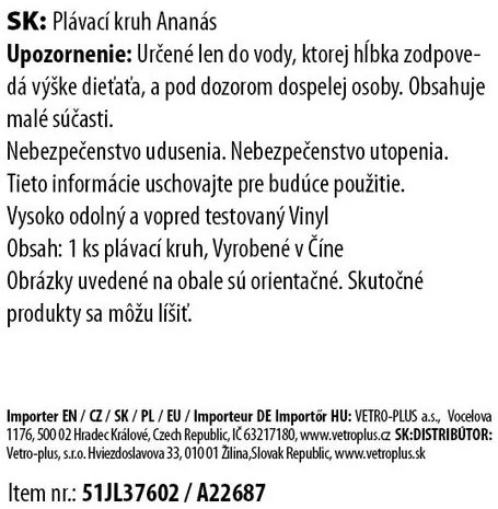 Vetro-Plus Nafukovacie ležadlo Ananás, 76 x 100 cm
