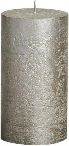Sviečka Rustik valec strieborná 130 x 68 mm