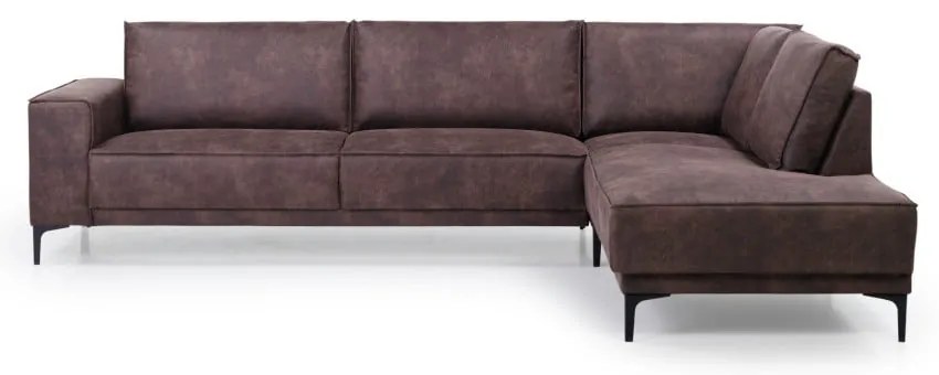 Hnedá rohová pohovka z imitácie kože (pravý roh) Copenhagen – Scandic