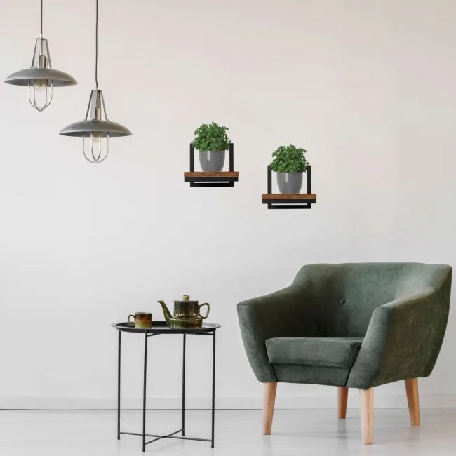 Nástenný stojan na kvety TORGET RUSTIC čierny