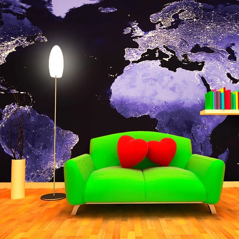 Sablio Tapeta Světelná Mapa sveta - 125x75 cm