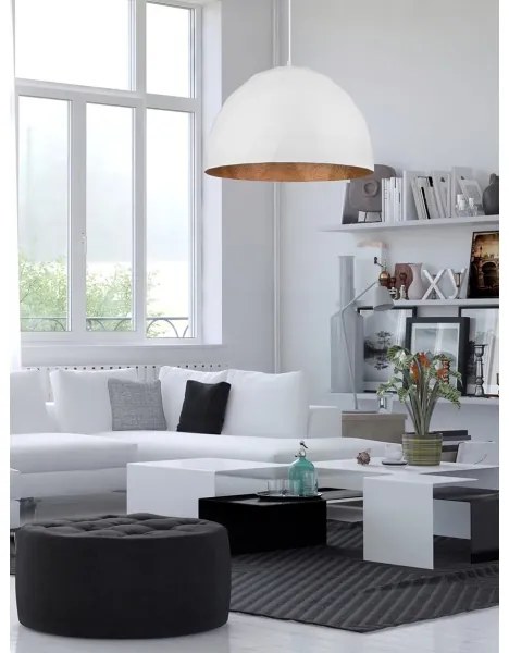 Luster na lanku DIAMENT 1xE27/60W/230V pr. 50 cm biela/medená