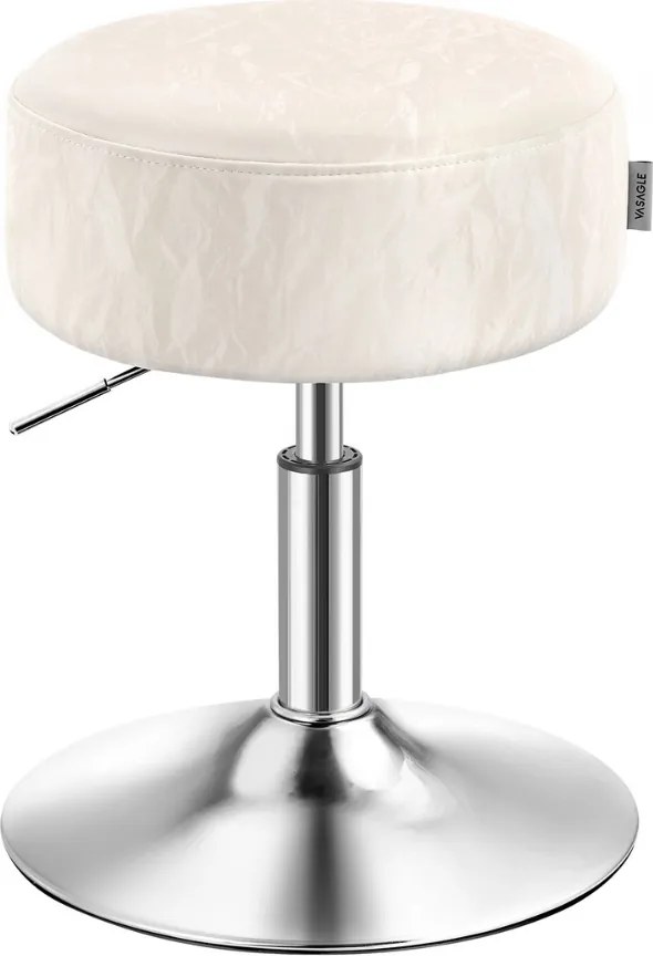 Výškovo nastaviteľná stolička AURA k toaletnému stolíku, Ø35cm, krémová Vasagle