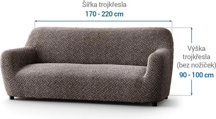 Bielastické poťahy VENEZIA hnedá trojkreslo (š. 170 - 220 cm)