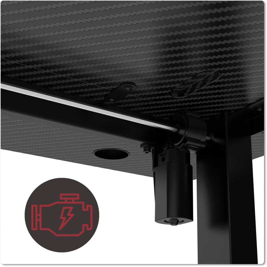 Výškovo nastaviteľný elektrický herný stôl SHADOW GAMER 2.0 LED RGB 120 cm čierny