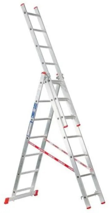 Hliníkový trojdielny výsuvný rebrík VENBOS HOBBY, 3x7 priečok, 4,24 m