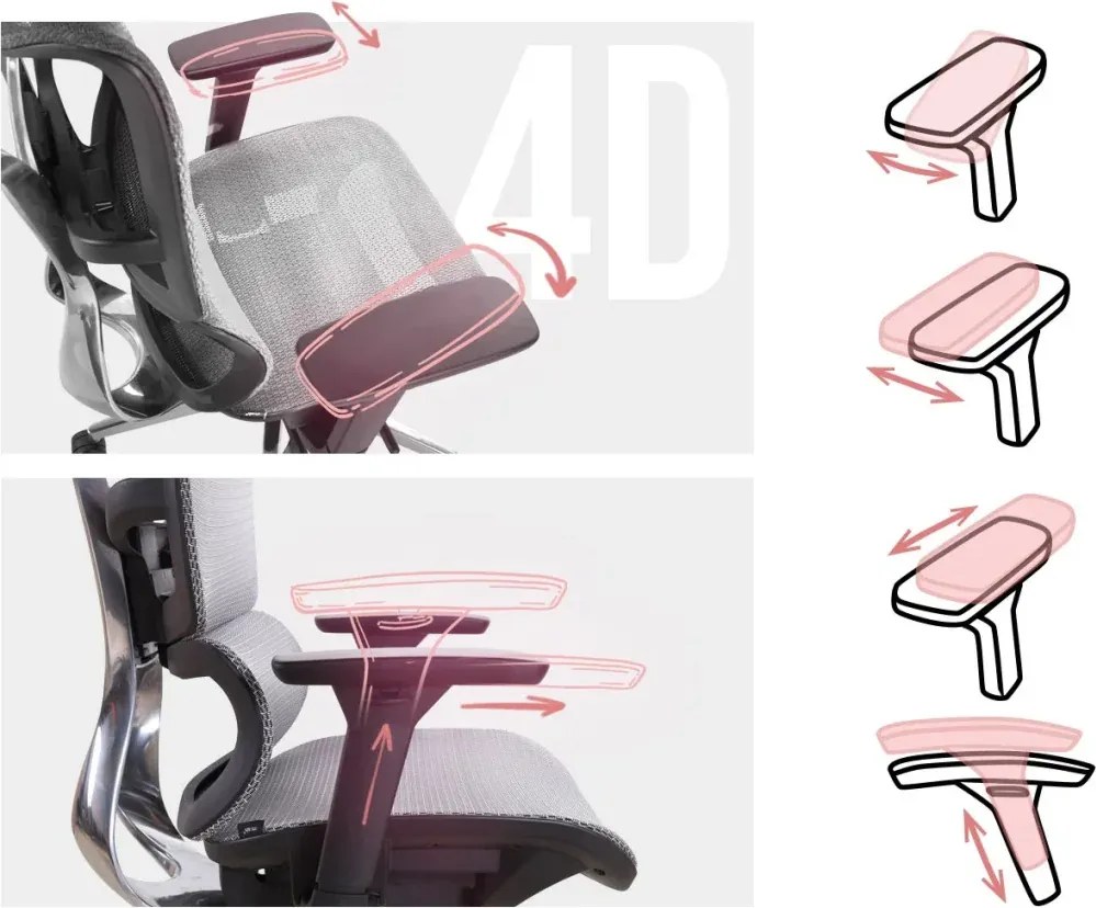 Ergonomická sieťovaná kancelárska stolička MOSH Airflow 690 – čierno-biela