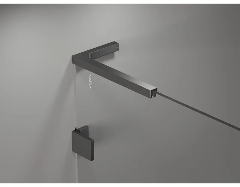 Mexen Lunar-F L, skladací sprchový kút ľavý 80 x 80 cm, 8mm číre sklo, grafitový profil, 836L-080-080-95-00-L