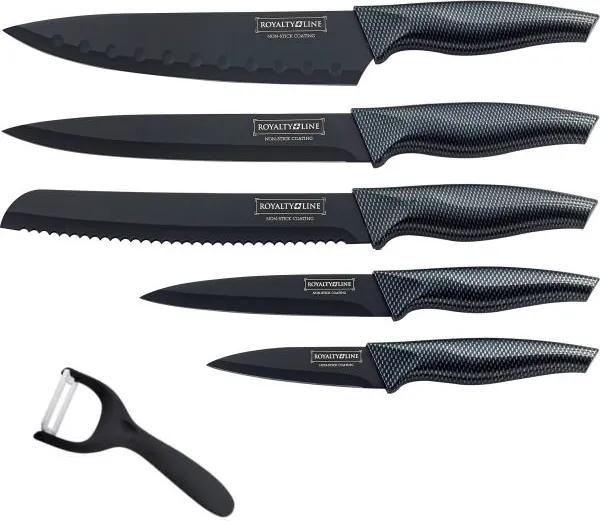 6dílná sada nožů s antiadhezní vrstvou Royalty Line RL-CB5 s karbonovým vzorem