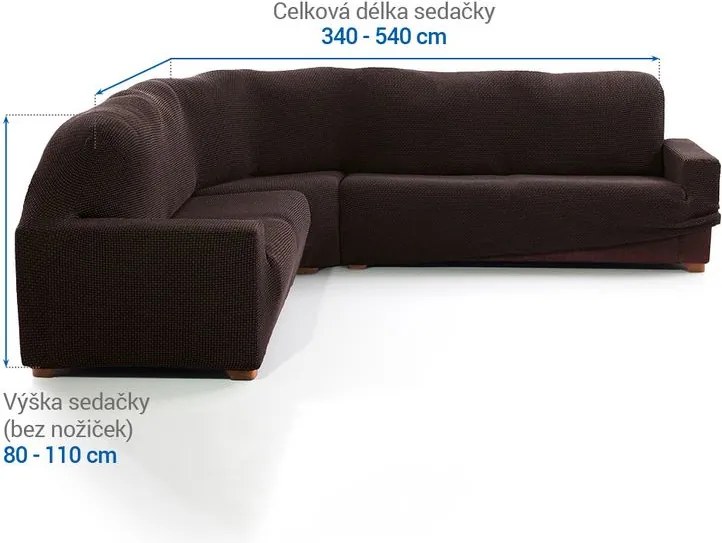 Super strečové poťahy NIAGARA čokoládová rohová sedačka (š. 340 - 540 cm)