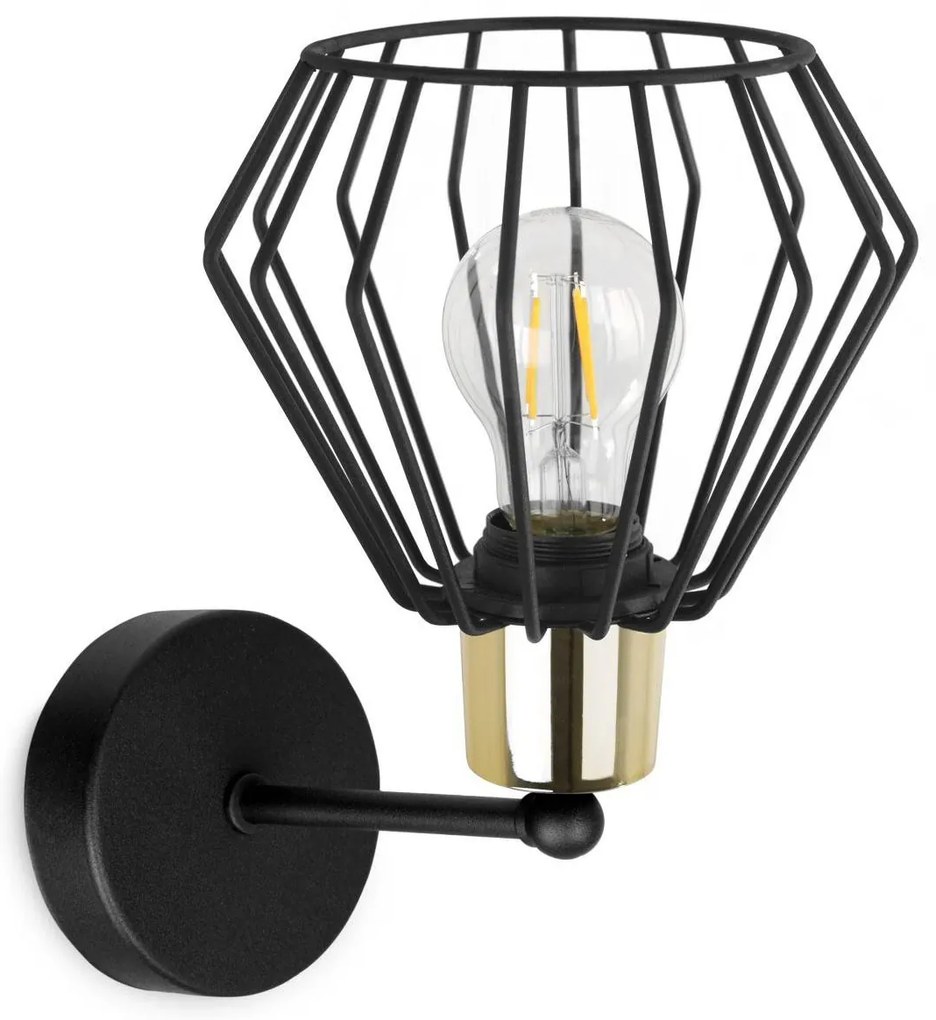 Nástenné svietidlo Nuvola 5, 1x čierne drôtené tienidlo, g