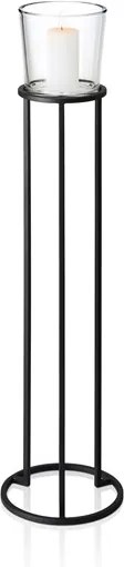 Svietnik na zem NERO z kovu a skla P:26 cm V: 108 cm v matnej čiernej farbe, Blomus, kov, sklo, V: 108 cm P: 26 cm, matná čierna