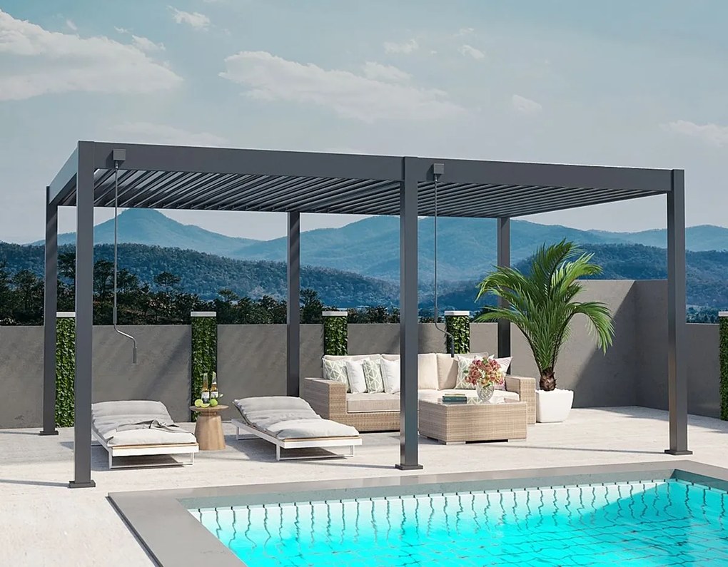 Bioklimatická pergola POSITO 6x3m antracit - voľne stojaca dodanie: BEZ MONTÁŽE