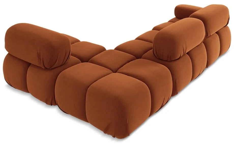 Oranžová zamatová modulárna rohová pohovka (pravý roh) Lokua – Makamii