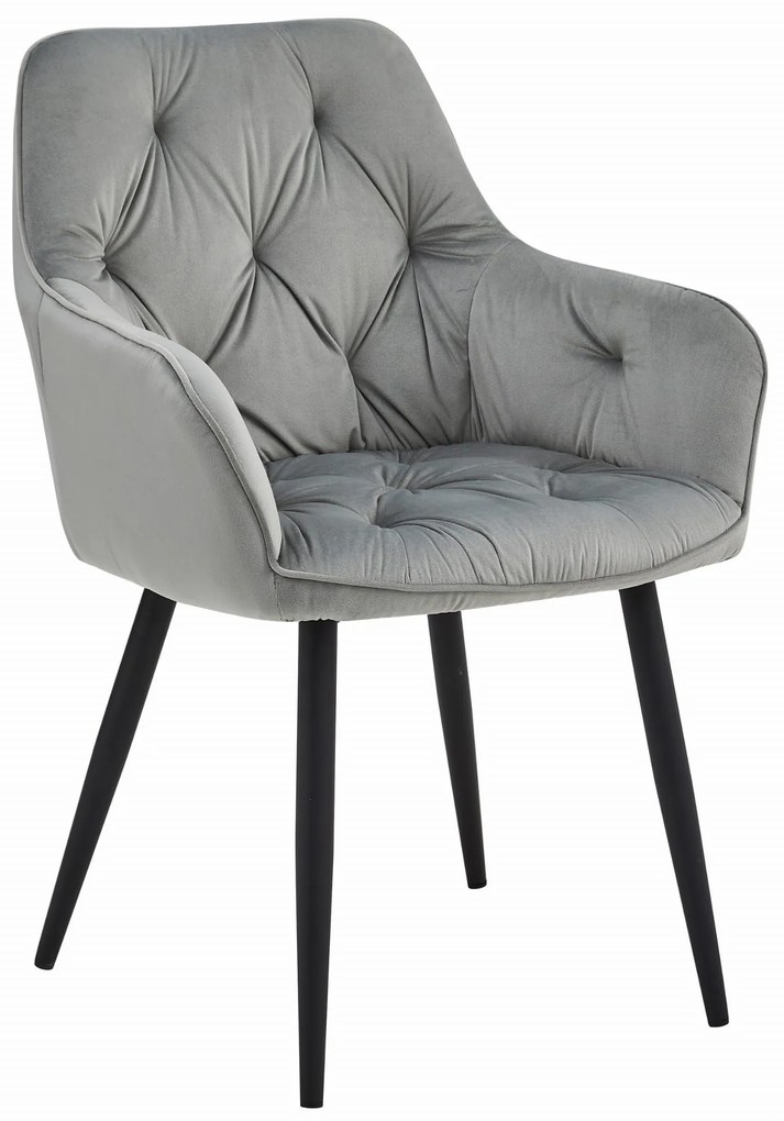 Zamatová jedálenská stolička LYON svetlo sivá