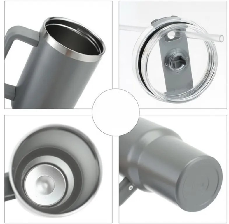 Termohrnček so slamkou TERMOS 1000 ml, sivý
