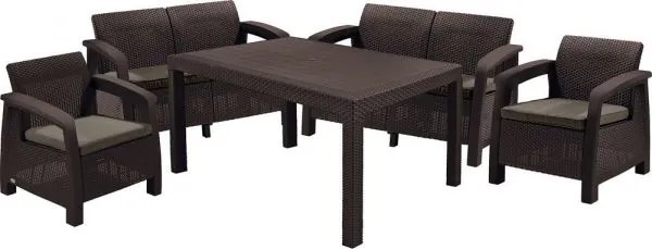 InternetovaZahrada - Záhradný set MODERN FIESTA set - hnedá + šedo hnedé podušky