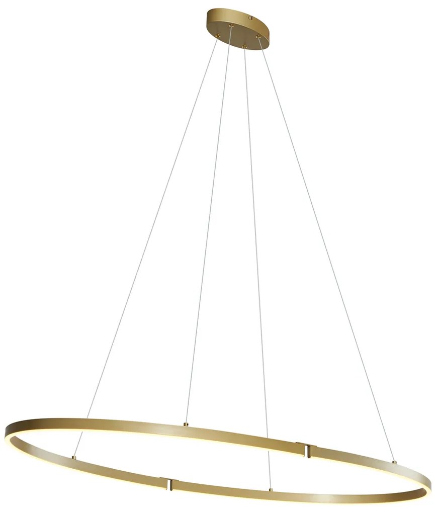 Dizajnové závesné svietidlo mosadzné 120 cm vrátane LED 3-stupňové stmievateľné - Ovallo