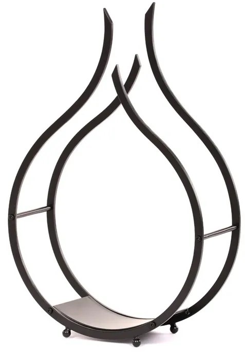 Autronic BONTEC Stojan na drevo ku krbu - tvar plameňa, kovový Farba: Čierna