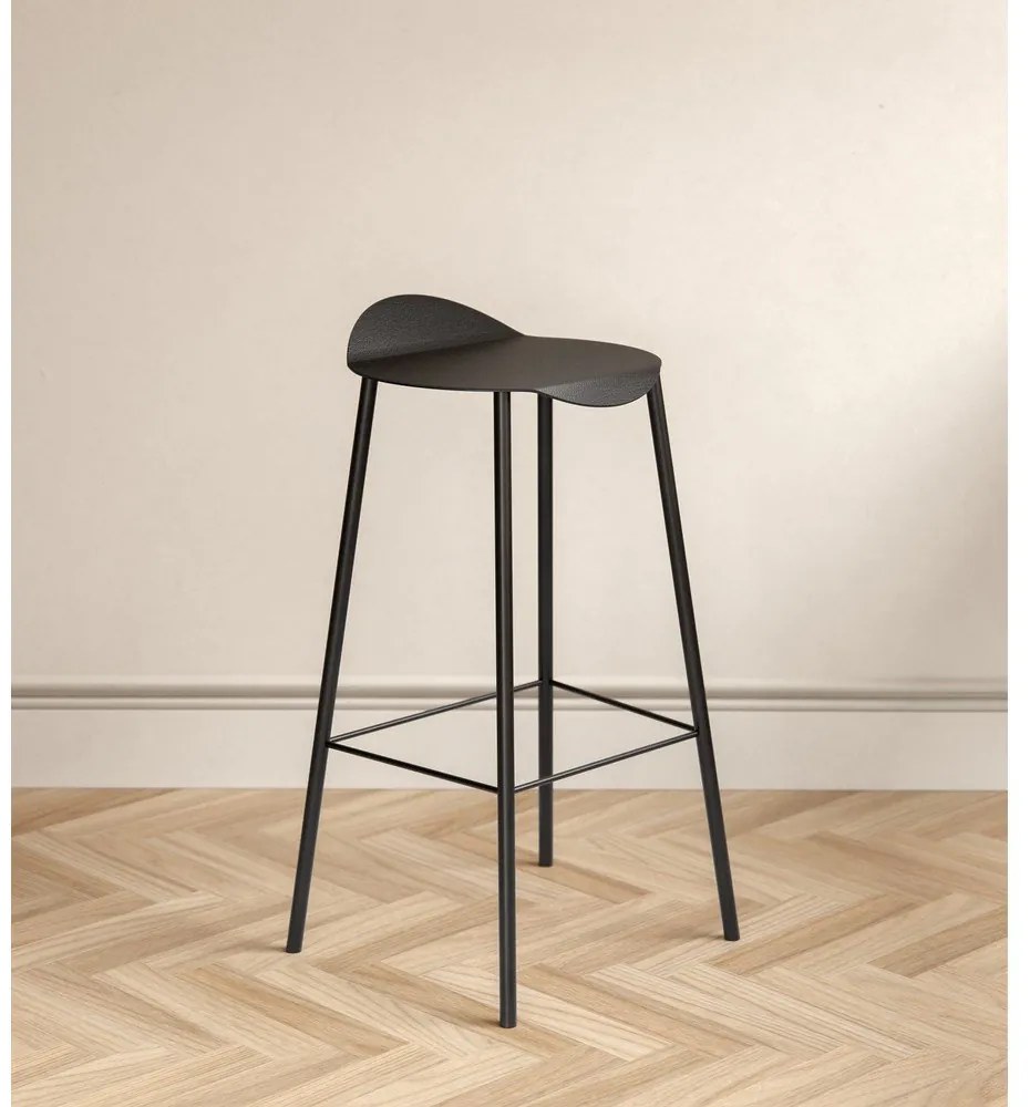 Čierna kožená barová stolička Flamingo Bull – LIND DNA