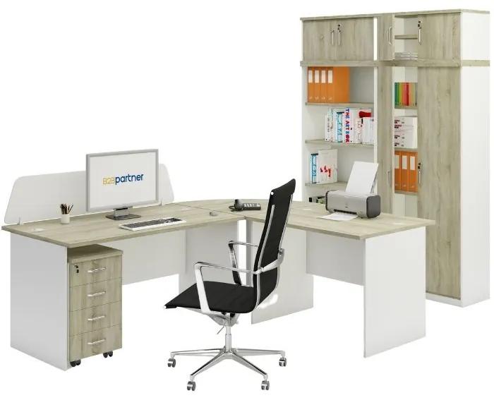 Kancelársky pracovný stôl MIRELLI A+, rovný, dĺžka 800 mm, biela/dub sonoma