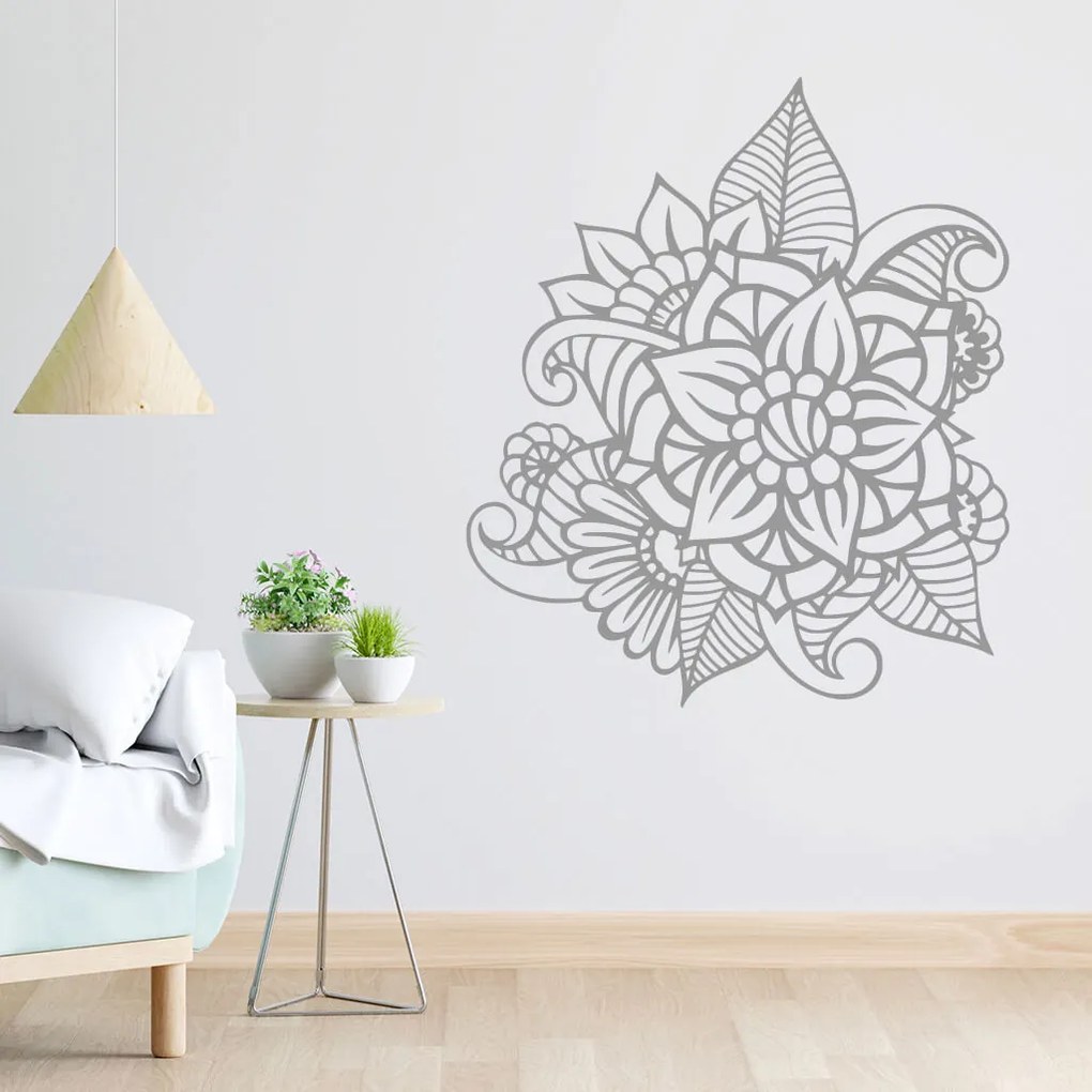 Veselá Stena Samolepka Kvetinový ornament Farba: bílá, Veľkosť: 40 x 34 cm