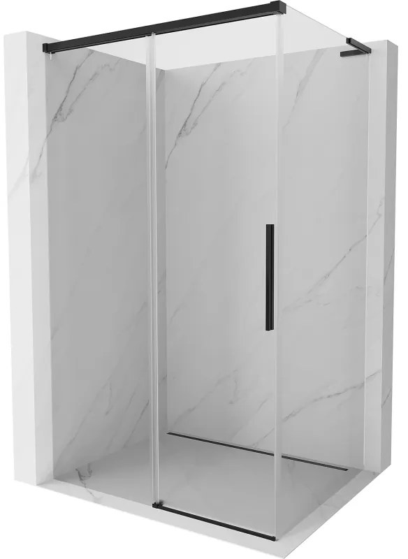 Mexen Rox, L posuvná sprchová kabína 110 x 75 cm, 8mm číre sklo, čierny matný profil, 8C2L-110-075-70-00