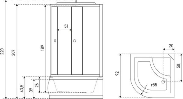 Novoterm Hydromasážny box NV-Xilo 121x81