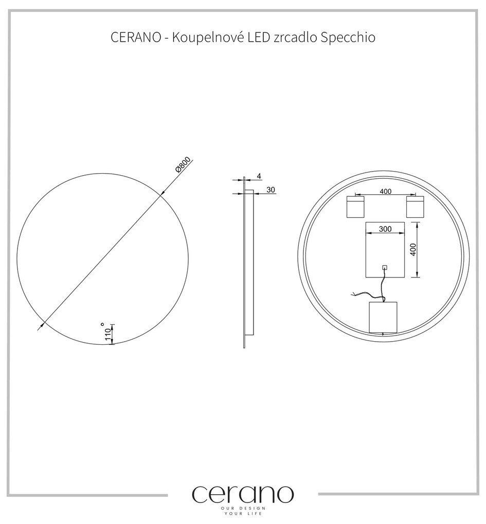 Cerano Specchio, kúpeľňové LED zrkadlo Ø 80 cm, CER-CER-429244
