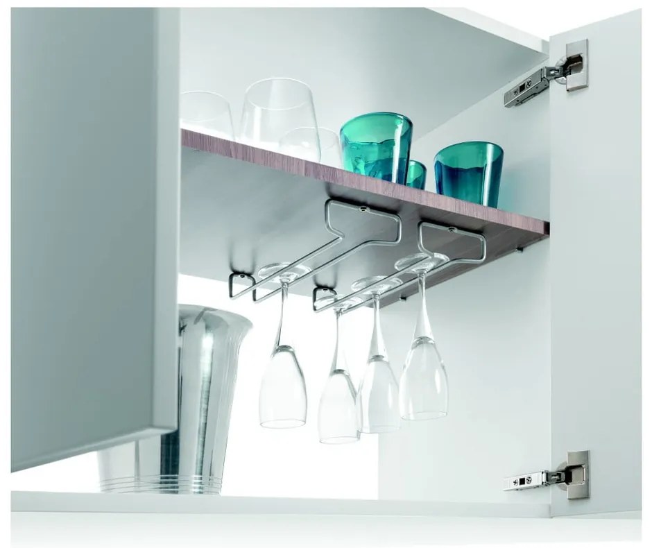 Nástenné oceľové držiaky na poháre na víno v súprave 2 ks v striebornej farbe Rail – Metaltex