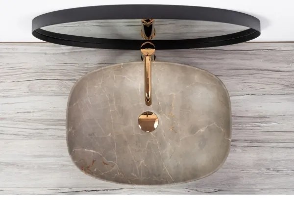 REA-U6647 - Umývadlo na dosku FREJA 39,5x51 cm keramika/šedá/mramorový dekor