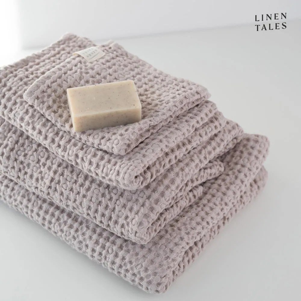 Svetloružové uteráky a osušky v súprave 3 ks Honeycomb - Linen Tales