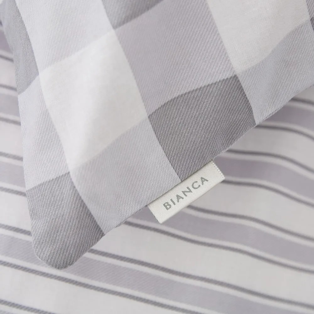 Sivo-biela bavlnená plachta Bianca Check And Stripe, 90 x 190 cm