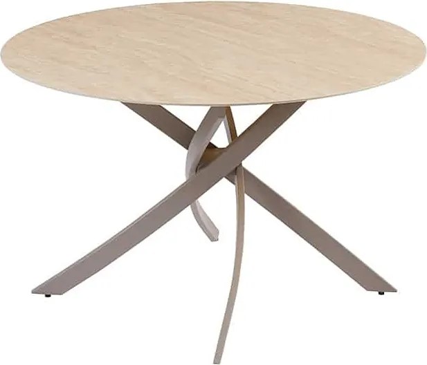 Okrúhly jedálenský keramický stôl Halia 120 cm travertín / šampanský